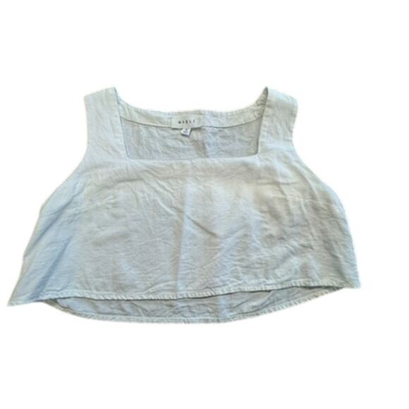 "MABLE" White Rayon/Linen Blend Cropped Tank Top SZ S Babydoll Summer Clean Girl - Picture 5 of 9